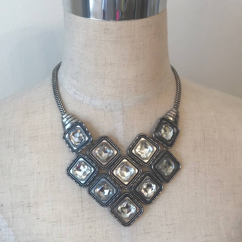 Silver and crystal necklace